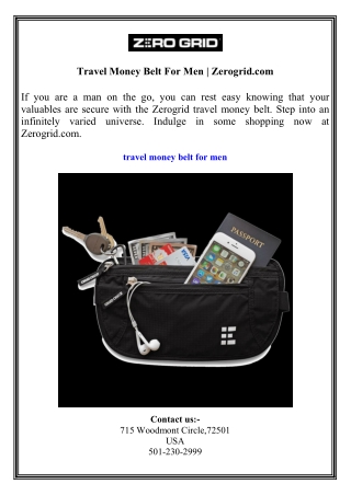 Travel Money Belt For Men  Zerogrid.com