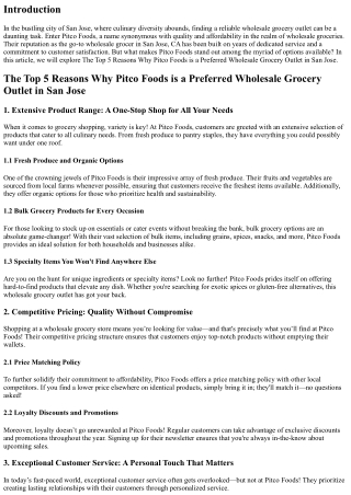 The Top 5 Reasons Why Pitco Foods is a Preferred Wholesale Grocery Outlet in San