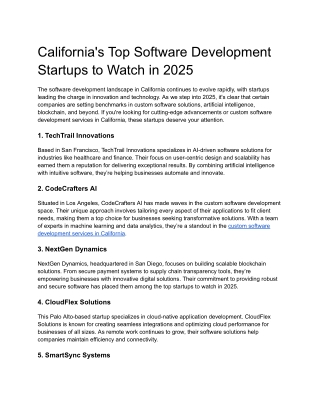 California's Top Software Development Startups to Watch in 2025