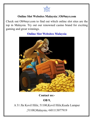 Online Slot Websites Malaysia  Ob9myr.com