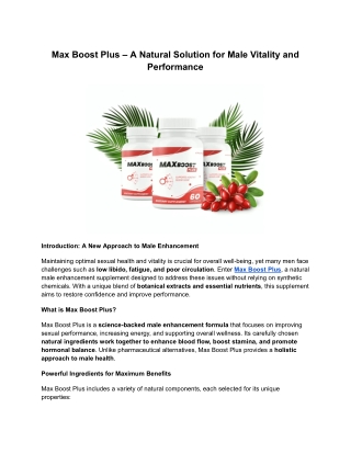 max boost plus a natural solution for male