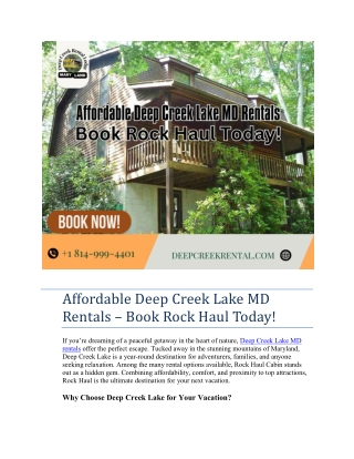 Affordable Deep Creek Lake MD Rentals – Book Rock Haul Today!