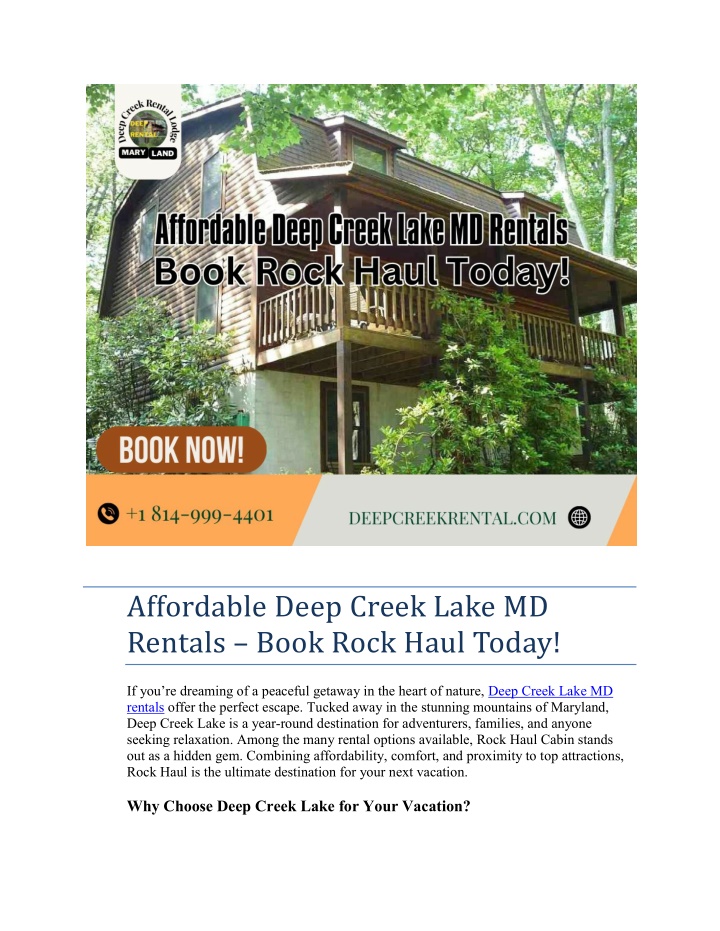 affordable deep creek lake md rentals book rock