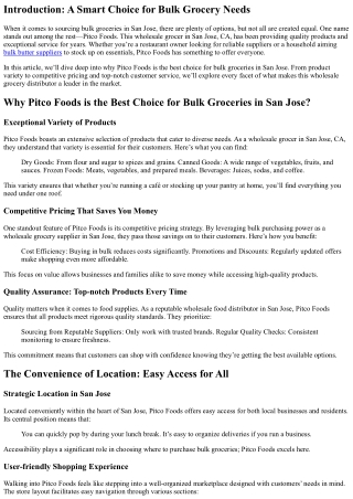 Why Pitco Foods is the Best Choice for Bulk Groceries in San Jose.