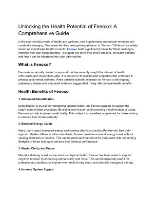 Unlocking the Health Potential of Fenoxo_ A Comprehensive Guide