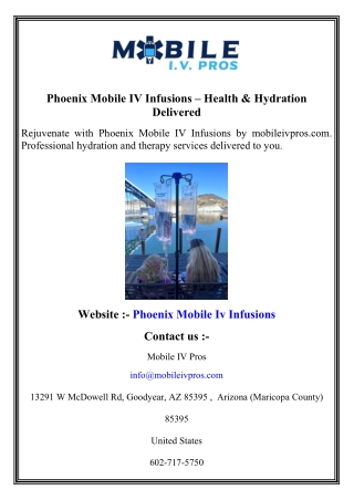 Phoenix Mobile IV Infusions – Health & Hydration Delivered