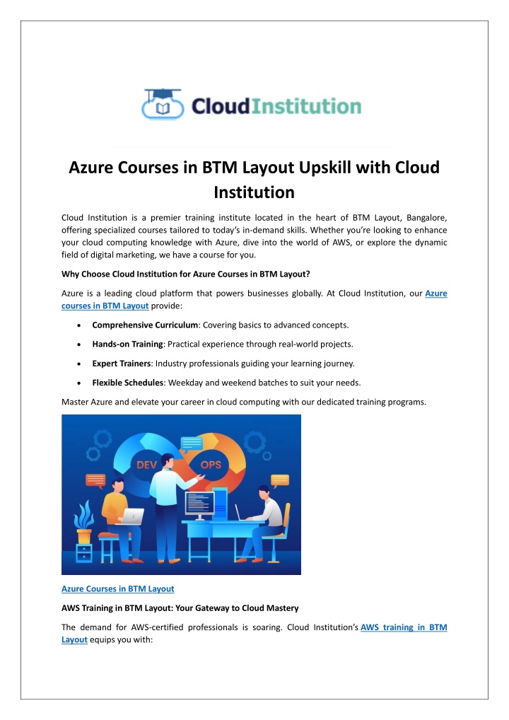 azure courses in btm layout upskill with cloud