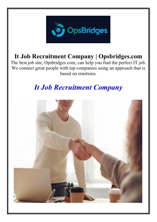 It Job Recruitment Company | Opsbridges.com