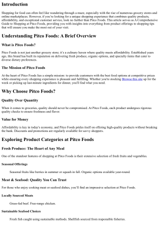 A Comprehensive Guide to Shopping at Pitco Foods