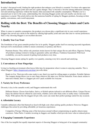 Rolling with the Best: The Benefits of Choosing Sluggers Joints and Carts Nearby