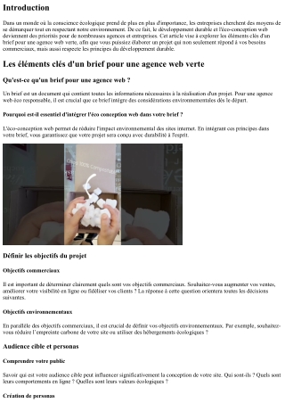 Les éléments clés d'un brief pour une agence web verte