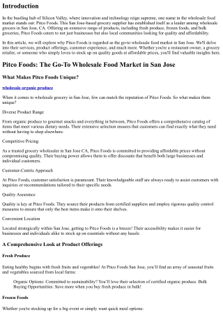 Pitco Foods: The Go-To Wholesale Food Market in San Jose