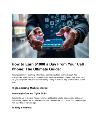 Earn $1000 per day from cellphone