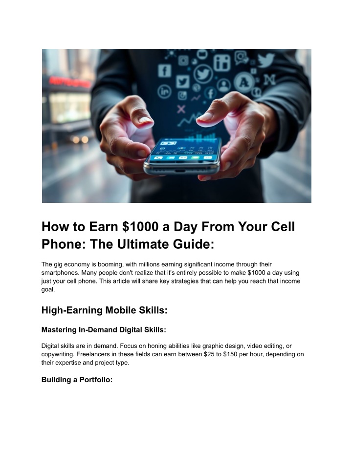 how to earn 1000 a day from your cell phone