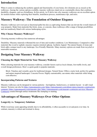 Masonry Walkways: A Sustainable Choice for Modern Homes