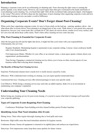 “Organizing Corporate Events? Don’t Forget About Post-Cleaning!”