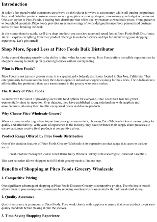 Shop More, Spend Less at Pitco Foods Bulk Distributor