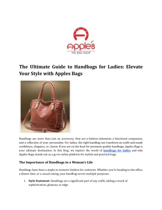 The Ultimate Guide to Handbags for Ladies_ Elevate Your Style with Apples Bags