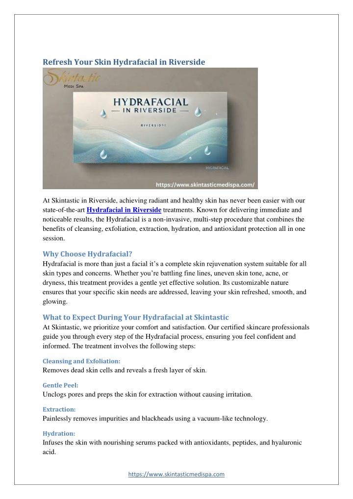 refresh your skin hydrafacial in riverside