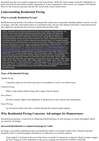 Why Residential Paving Matters: Advantages for Home owners