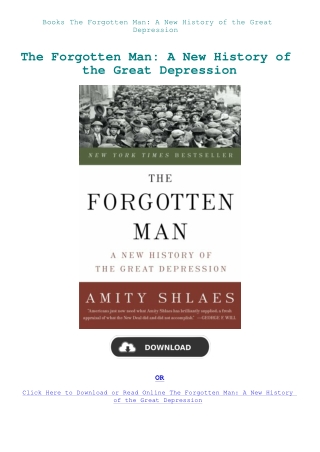 Books The Forgotten Man A New History of the Great Depression
