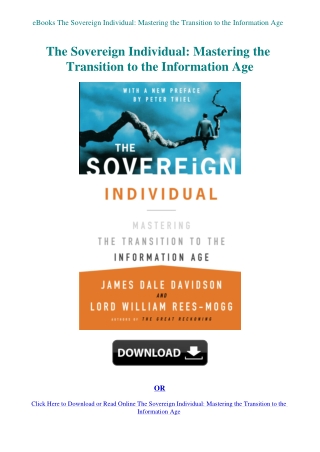 eBooks The Sovereign Individual Mastering the Transition to the Information Age