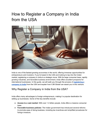 How to Register a Company in India from the USA