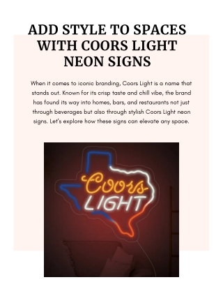 Add Style to Spaces with Coors Light Neon Signs