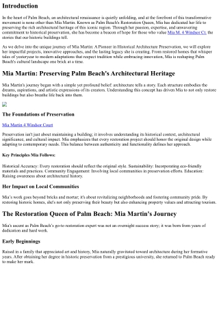 Mia Martin: A Pioneer in Historical Architecture Preservation