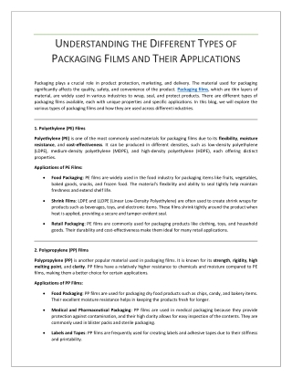 Understanding the Different Types of Packaging Films and Their Applications
