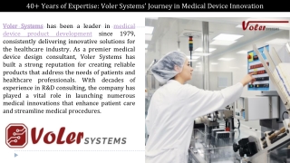 40  Years of Expertise: Voler Systems’ Journey in Medical Device Innovation