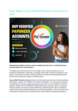 Easy Stops to Buy Verified Payoneer Accounts In 2025