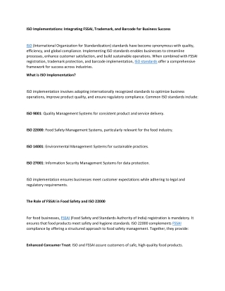 iso implementations integrating fssai trademark