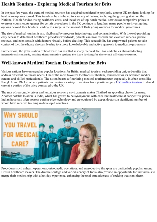 health tourism exploring medical tourism for brits