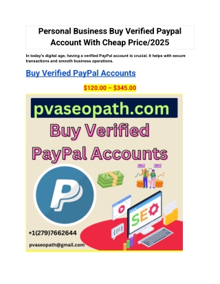 Personal Business Buy Verified Paypal Account With Cheap Price_2025