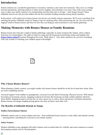 “Making Memories with Bounce Houses at Family Reunions”
