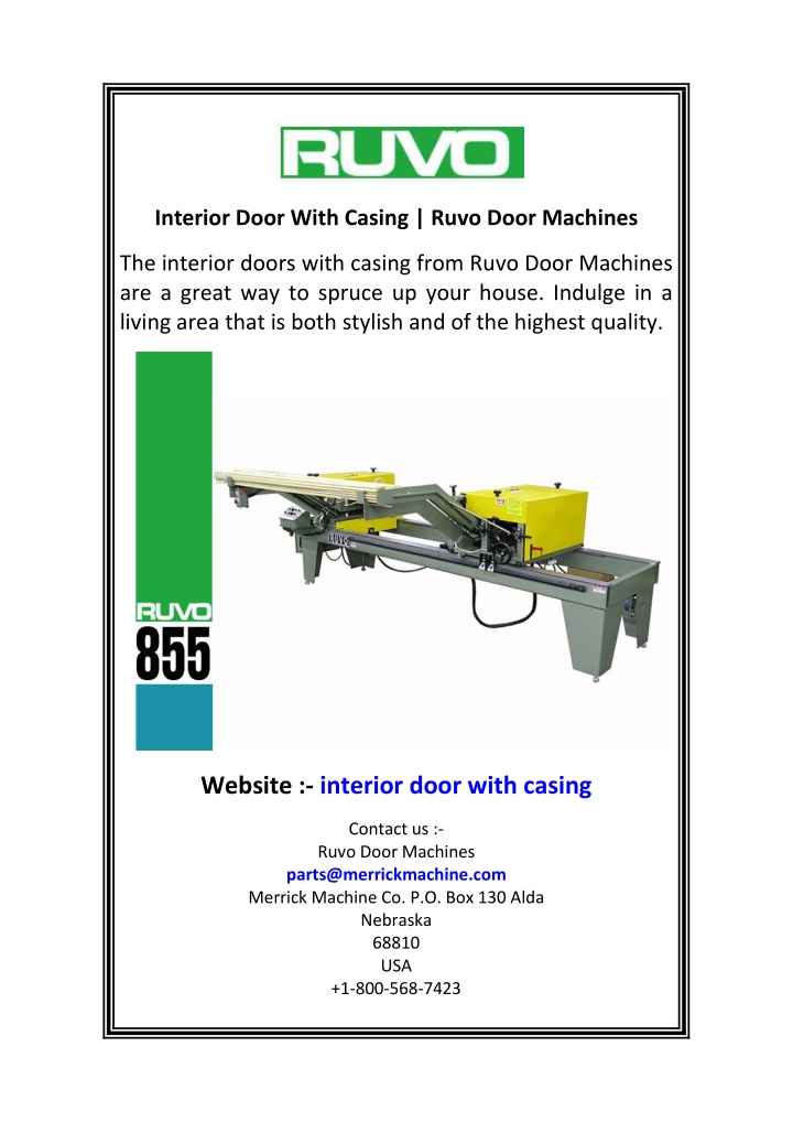 interior door with casing ruvo door machines