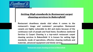 Setting High standards in Restaurant carpet cleaning services in Bakersfield!