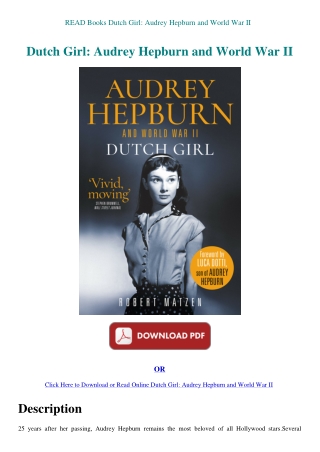 READ Books Dutch Girl Audrey Hepburn and World War II