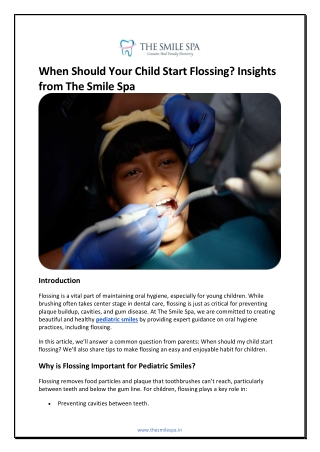 When Should Your Child Start Flossing Insights from The Smile Spa