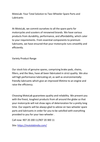 motolab your total solution to two wheeler spare