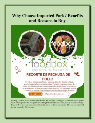 Why Choose Imported Pork