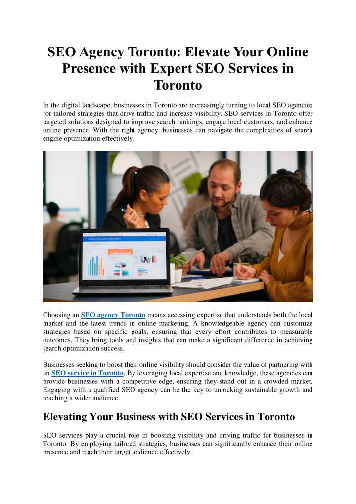 seo agency toronto elevate your online presence