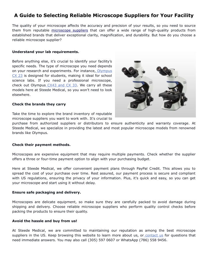 a guide to selecting reliable microscope