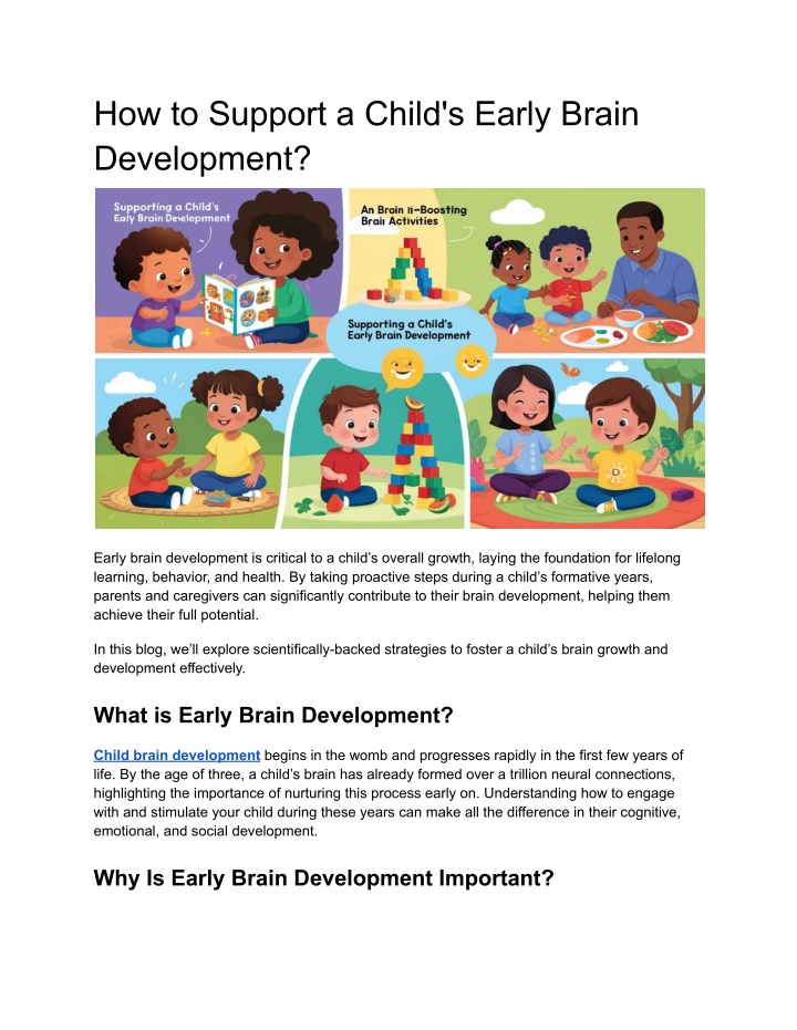 how to support a child s early brain development