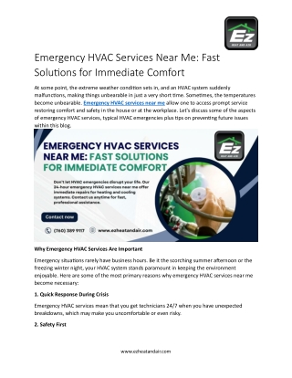 Emergency HVAC Services Near Me, Fast Solutions for Immediate Comfort