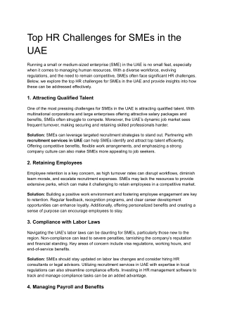 Top HR Challenges for SMEs in the UAE