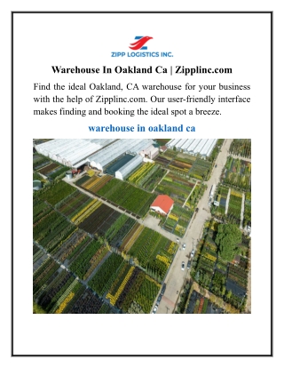 Warehouse In Oakland Ca  Zipplinc.com