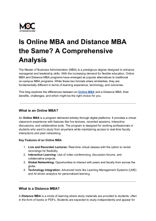 Is Online MBA and Distance MBA the Same_