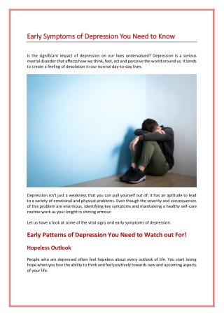 Early Symptoms of Depression You Need to Know
